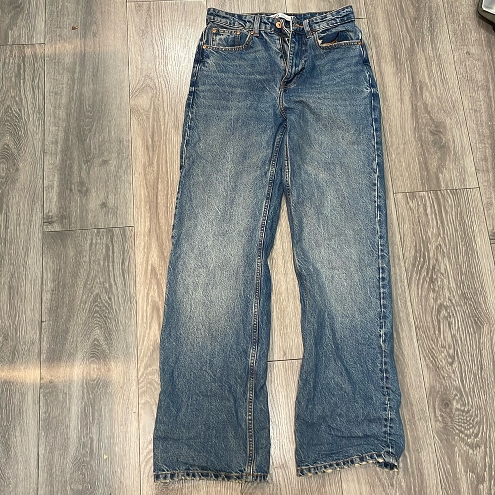 Zara blue straight jeans